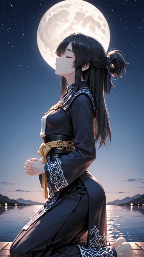 SFW, masterpiece, highest quality, Ultra High Quality, 40k, Beautiful and delicate girl, focus face, ((solo)), one girl, ((blown hair)), long hair, blown eyes, thick eyebrows, ((small breasts)), (detailed face), Ainu inspired outfit with intricate blown an...