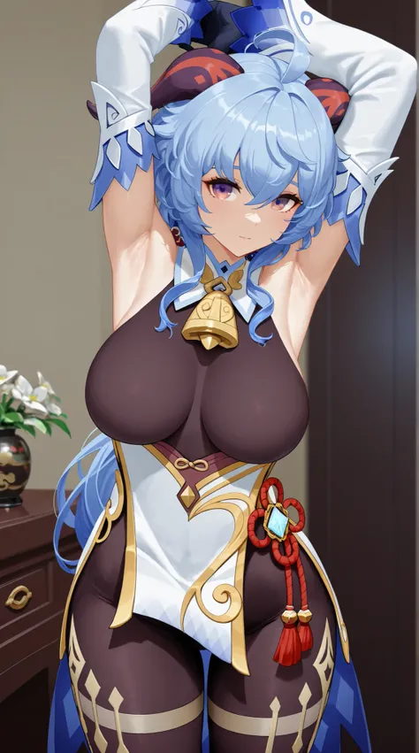 a close up of a woman in a costume posing sensualy for picture, 8k high quality detailed art, cinematic bust shot, detailed body, rendered in sfm, extra detailed body, ganyu from genshin impact, sfw version, ( highly detailed figure ), highly detailed body...