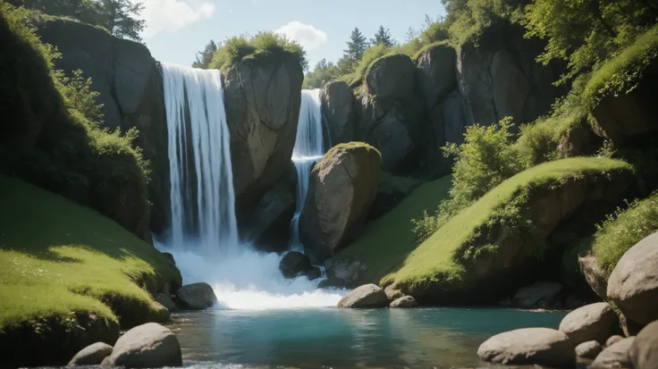 Score_9, Score_8_up, Score_7_up, Score_6_up, Score_5_up, Score_4_up, Source_real, Tag1, Tag2, realistic, Summer season atmosphere, at the river near the waterfall,