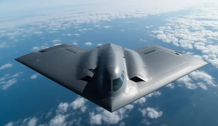 masterpiece, Highest Quality,(6th generation stealth fighter:1.5),silver,Around、 Countless autonomous drones swarming around,( There is no vertical tail :1.5),( Flat aircraft like a manta ray without a vertical tail :1.5),( There are multiple drones :1.5),...