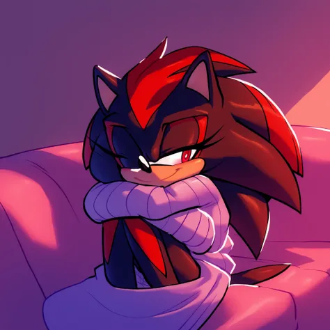 Daughter of Shadow the Hedgehog, (Bigdad/character), female, (long hair), (long hair/quills), messy hair, solo, fuzzy fur, (very young), (furry), black fur, pinkish red stripes on quills, quill like hair bangs, the next generation after Shadow, hair bangs ...