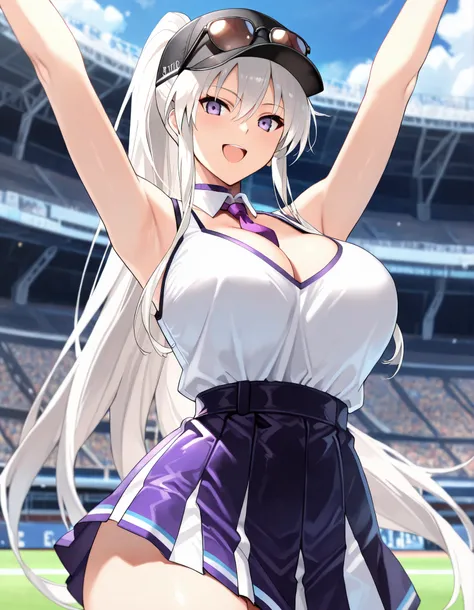 (best quality, masterpiece, ultra detailed, high resolution), Beautiful , tall, score_9, anime style, Masterpiece, best quality, Enterprise(Azur lane), enterprise_biburystyle, 1girl, purple necktie, solo,, long hair,, ,, purple choker, detached collar, cle...