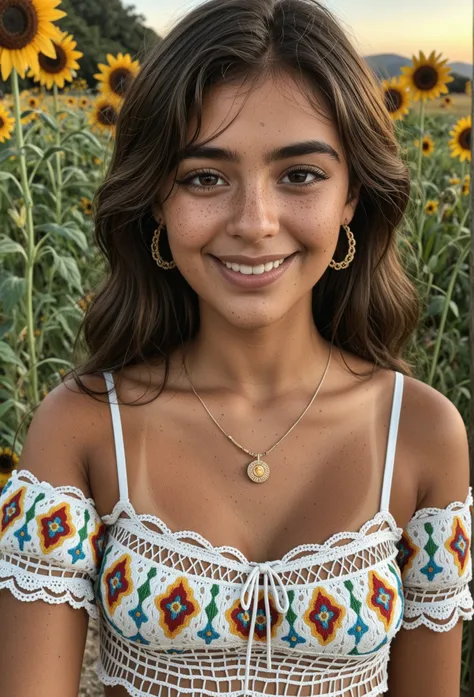 score_9, score_8_above, masterpiece, the best quality, absurdities, amazing quality, ultrarealists, sThet lighting, piel The olivo, (Mexican woman), beautiful face, long wavy dark brown hair, corona The flores,  With a front , colorful embroidery, Thef-sho...