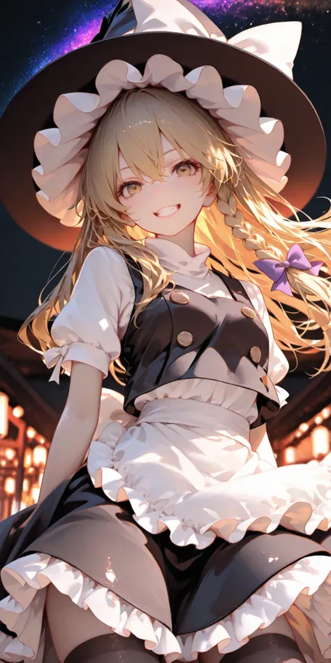 Fluorescent color, growing, Glossy effect, clear contours, bright color, high contrast, dark background, Digital Art、dynamic angle
Marisa Kirisame、、witch hat
Delicate,masterpiece,Highest Quality,detail,high resolution,high resolution,4K,8k,beautiful artwo...