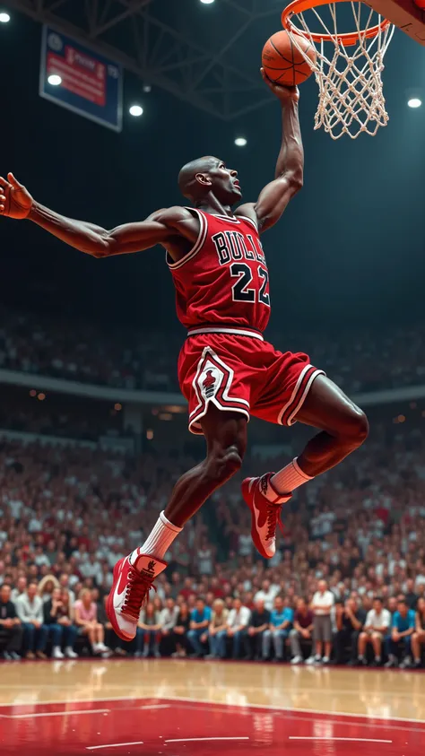 highdefinition image、basketball game、The moment Michael Jordan dunk