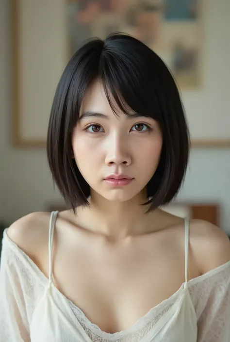 (( premium quality,  8k )), ((masterpiece)), ( details),    、dark hair,  Japanese girls,   first-person view   ,One Woman, a plump woman, petite woman ,   sexy,( full nude,  in the bedroom),(((    very big breasts,    full nude,  Beautiful Breasts, short b...