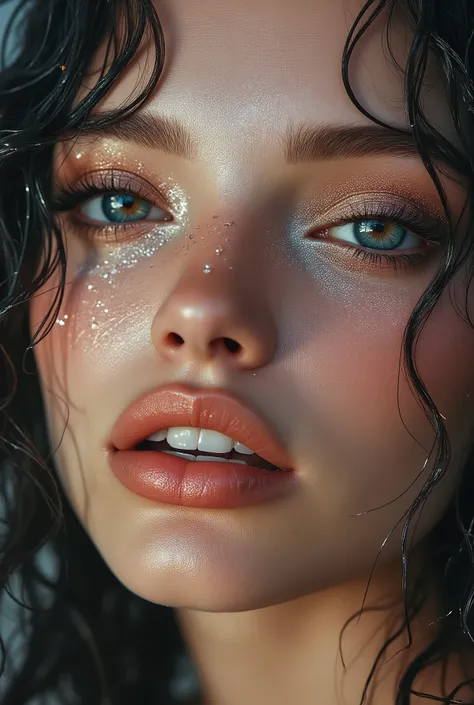 score_9, award-winning beauty editorial close-up, extreme close up, macro shot, Ultra realistic close-up portrait of a beautiful woman s face, photorealism, editorial high fashion magazine photography, shot with a Canon EOS R5 + RF 85mm f/1.2L lens, apert...