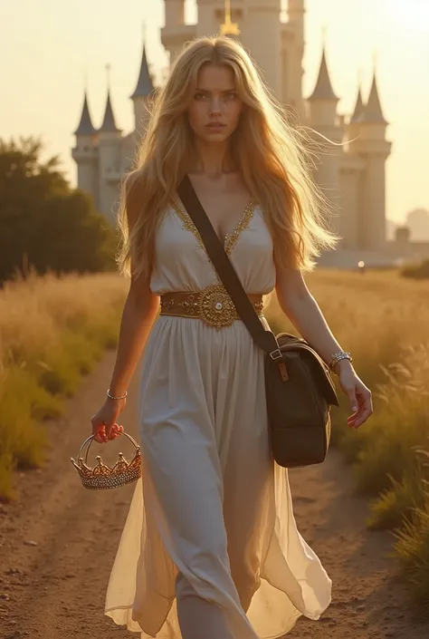 Daria,Girl,
💋 : Renegade princess with crown on her lonely path
🌟 : ultra-realistisch, 8K, cinematisch, inspired by Disney fairy tales and epic fantasy photography
🌌 : narrow dirt road with tall grass, sanftes Abendlicht, in the background a magnificent Di...