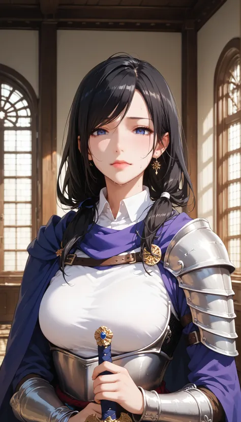 Score_9, Score_8_up, Score_7_up, Score_6_up, Score_5_up, Score_4_up, Source_anime, anime art, anime style, masterpiece, best quality, 1girl, mature woman, , , Rize Kamishiro,,sweating, looking at  you,   lips, , in pain face, long hair , on, armour, black ...