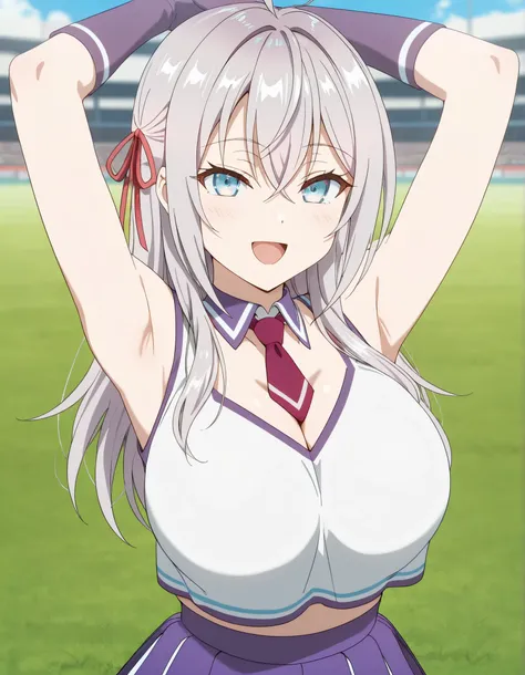 (best quality, masterpiece, ultra detailed, high resolution), Beautiful , score_9, anime style, Masterpiece, best quality, <lora:alisa_mikhailovna_kujou-roshidere_s1-ixl-anime-soralz:1>, alisa mikhailovna kujou (roshidere), long hair, silver hair, ahoge, c...