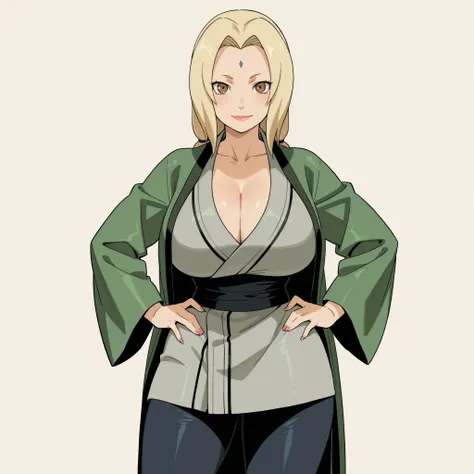 masterpiece, ultra-HD, impressionism, high detail, best quality, very aesthetic, 8K, best quality, beautiful, ultra-high resolution, 32K UHD, 1woman, mature female, solo, tsunade, blonde hair, long hair, low twintails, brown eyes, eyelashes, pink lips, for...