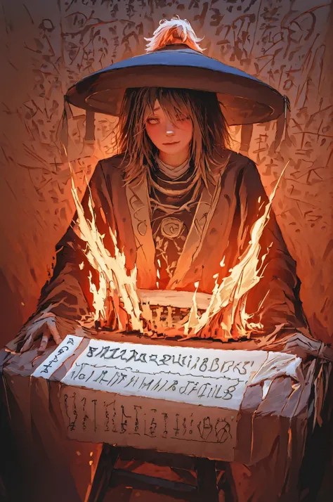 ultra-detail, Top quality, photorealistic, distribution ceremony, a nervous freshman sits on a stool with a distributing hat on his head, Professor McGonagall is standing next to the, scroll long faculty tables are filled with students, burning torches on ...