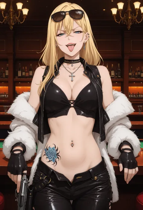masterpiece,high quality,highres,8k,anime screencap,
1girl,blonde hair,long hair,blue eyes,bare midriff,,jewelry,necklace,
(Character),score_9, score_8_up, score_7_up, very aesthetic, source_anime, detailed, high quality, beautiful, masterpiece, detailed e...