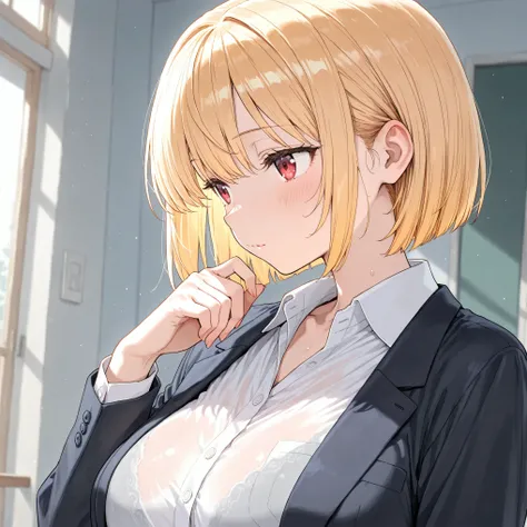 blond hair,short bob hair,