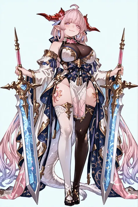   8k wallpaper、    top quality 、masterpiece、   748cm スThailandル   、    woman 1 person 、ribbon 、  pantyhose、 black knee socks 、 strap 、 Thailand、 skirt、  pantyhose、、 white hair with blue lines、pink albino eyelashes   、   long hair、  Underbob  、blue eyes wit...