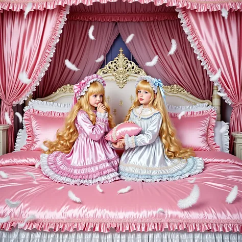 realistic,Highest Quality, masterpiece, highest resolution, art work, super get used to it, many Become familiar with, Become familiar with, get used to it,change,Before going to bed, ,little girl, happy,smile,on the bed,((大きなon the bedのかわいい女の子)),((Childho...