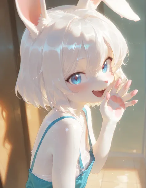 masterpiece, best quality, perfect quality, very awa, absurdres, newest, very aesthetic, absolutely eye-catching, intricate details, photorealistic, painterly, {1girl, female focus, solo focus}, {{rabbit girl, young, (petite), anthro, female, furry, short ...