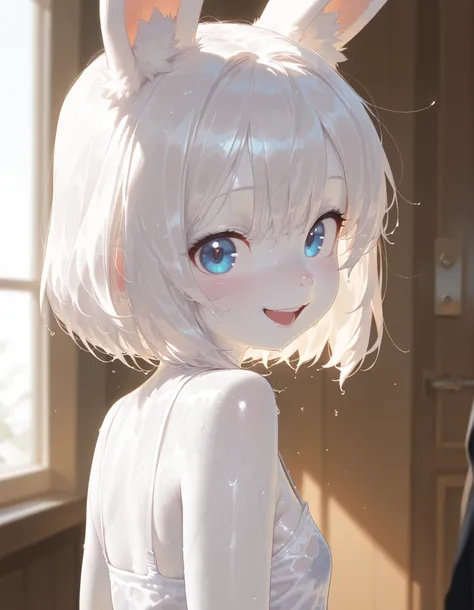 masterpiece, best quality, perfect quality, very awa, absurdres, newest, very aesthetic, absolutely eye-catching, intricate details, photorealistic, painterly, {1girl, female focus, solo focus}, {{rabbit girl, young, (petite), pale skin, (white skin:1.5),a...