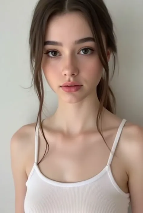 Dasha Taran wearing White Ribbed Tank Top