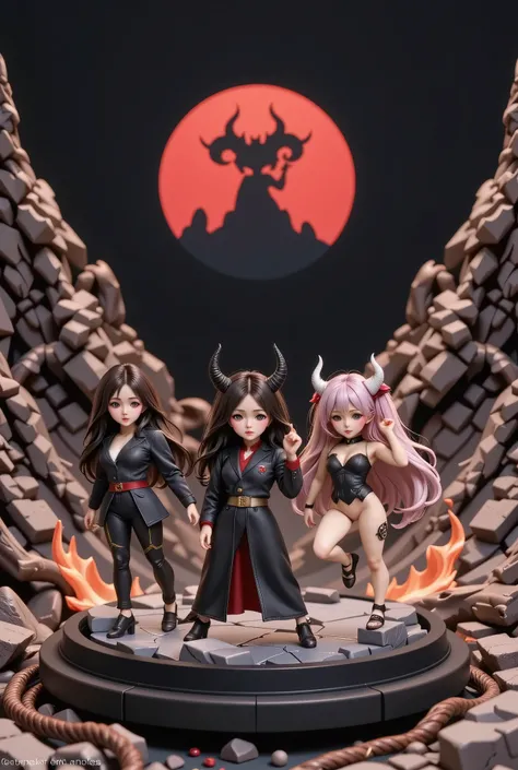 "Hell Idol Agency"
An idol agency in the depths of hell, where every member is a star from the underworld,pvc action figure,adorable anime style,plastic toy