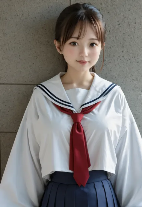  Japanese woman wearing a short skirt and white shirt, solo, Upper Body Portrait, wearing Japanese uniform, Female High School Student Uniform, Japanese uniform, I'm in uniform, 学校のI'm in uniform, cute high school girls,  girls ,  JK uniform , seifuku, Fem...