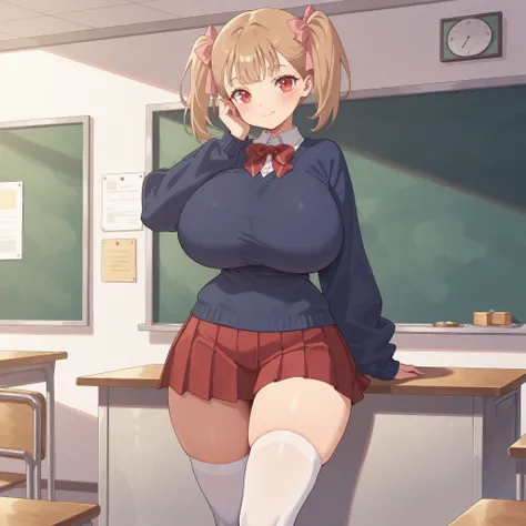 masterpiece, ultra-HD, impressionism, high detail, best quality, very aesthetic, 8K, best quality, beautiful, ultra-high resolution, 32K UHD, 1girl, solo, Rumi, light brown hair, twin pigtails, middle bangs, hair ribbons, pink ribbons, red eyes, eyelashes,...