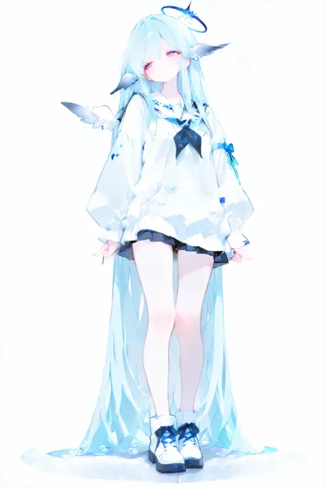 Wing hair sticking out to the side(white)、Full Body