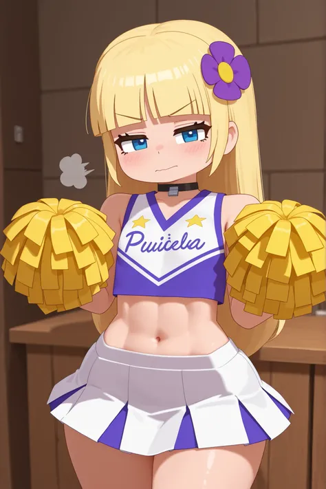 Pacifica Northwest, flat breasts, flat chest, skinny, huge hips, long hair, blonde hair, choker , | smasterpiece, best quality, newest, 2024, absurdres, highres, 3d, cowboy shot, cubes background, jenny belle, hair flower, 1girl, solo, looking at viewer, ...