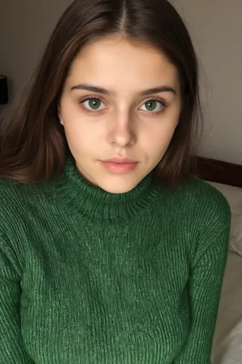 My 23 year old dead Moldovan sister Budeci Mariana Alexei looks at me closely wearing a green pullover