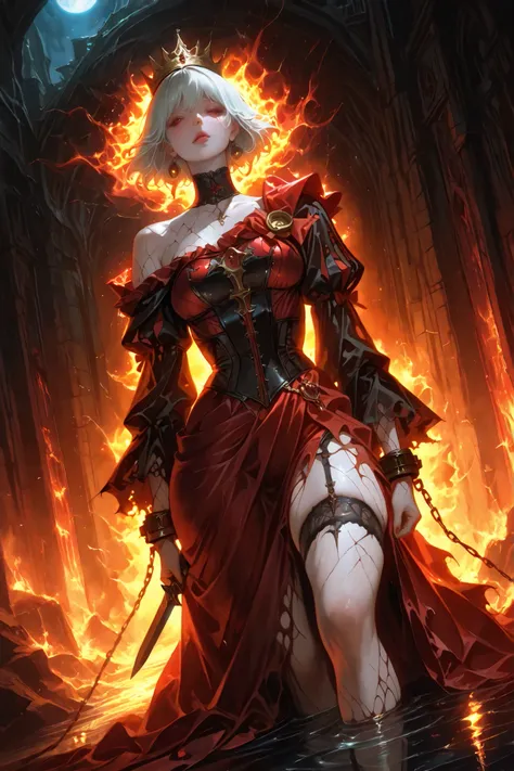 venus,Sakimi-chan, , score_7, score_8, score_9, (realistic:1.3), masterpiece, Highest Quality, 8k, HDR, Ultra-HD, Extremely Beautiful, Ultra-detail, Traitor's Princess, A young woman with beauty that is appealing at first sight, A torn silk dress reveals h...