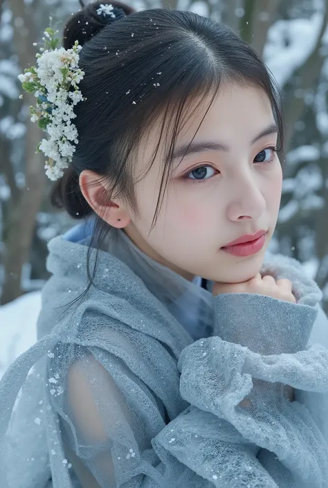 xhuoguo, A woman in a kimono who
suddenly appeared on a snowstorm night
is bathed in the moonlight, hyperrealism,
hyperdetailed real human hair, (intricate.
details),
hight quality, Masterpiece.
  