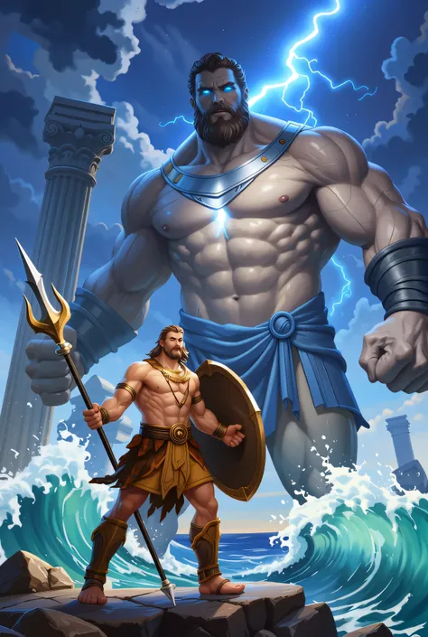 Fantasy, Ultra high resolution, 16k, best quality, cinematic epic fantasy, intricate details, superb realism, dramatic atmosphere
Scene: The ancient Greek coast at dawn, waves of sapphire blue crashing against colossal marble ruins. Herodotus, the old bea...