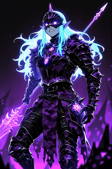 ((1 male character)) The twilight elf , wyvern rider. He has a tall broad-shouldered athletic masculine bodybuilding. He has pale-blue skin, he has long pointed elf ears. he has messy straight long bright blue hair. He has glowing TURQUOISE eyes. He has ...