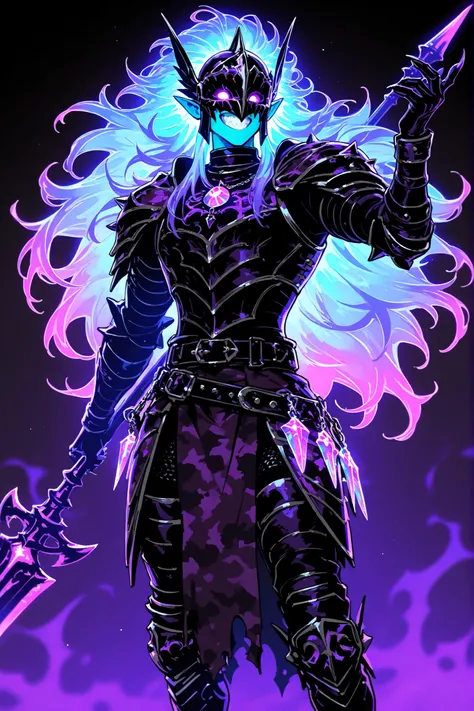 ((1 male character)) The twilight elf , wyvern rider. He has a tall broad-shouldered athletic masculine bodybuilding. He has pale-blue skin, he has long pointed elf ears. he has messy straight long bright blue hair. He has glowing TURQUOISE eyes. He has ...