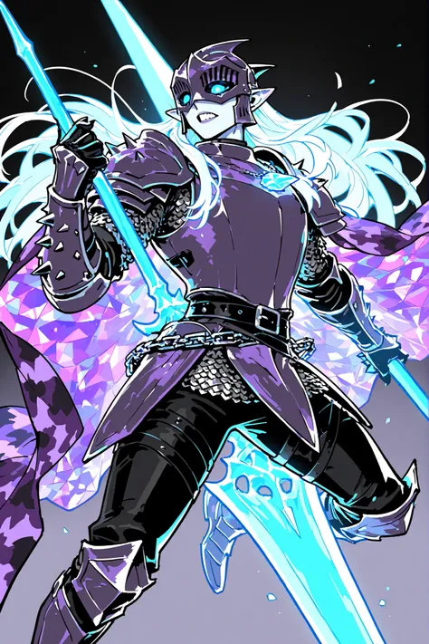 ((1 male character)) The twilight elf , wyvern rider. He has a tall broad-shouldered athletic masculine bodybuilding. He has pale-blue skin, he has long pointed elf ears. he has messy straight long bright blue hair. He has glowing TURQUOISE eyes. He has ...