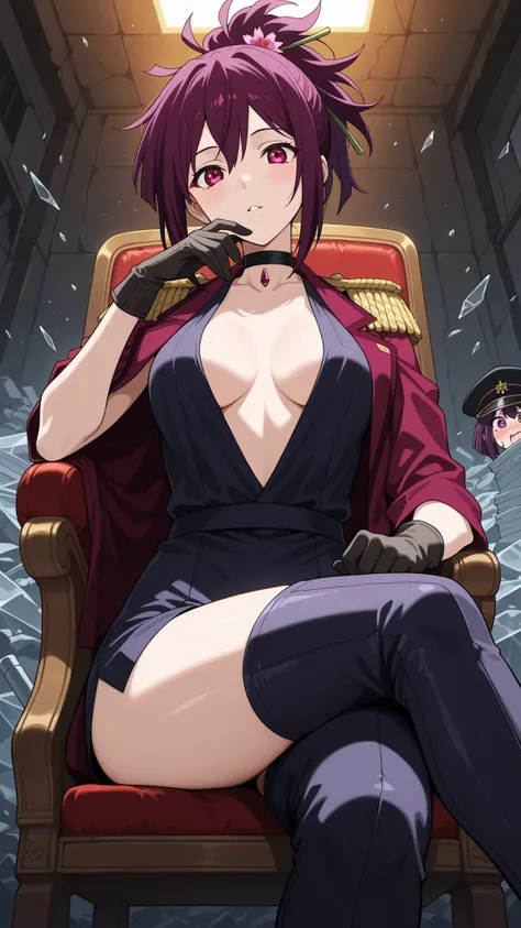 BREAK (masterpiece:1.2), best quality, high resolution, unity 8k wallpaper, (illustration:0.8), (beautiful detailed eyes:1.6),Row of shattered buildings,
piles of rubble choking the road,
shattered glass glittering among bricks, yuzuriha, hair ornament, pu...