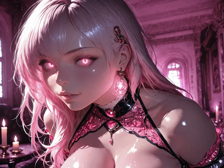 NSFW Realistic, detail, (masterpiece), (Highest quality), (ultra-detail), original, photo background, masterpiece, Highest quality, Pink slightly glowing eyes,absurd, Newest, very beautiful, Great Quality, high resolution, sensitive, high resolution, ultr...