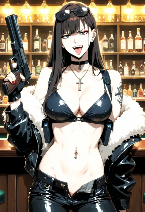 score_9,score_8_up,score_7_up,score_6_up, source_anime, woman, crawling,  , long hair, black hair, dark blue eyes, red lipstick, tired eyes, , angry eyes, , nail polish , , makeup , ear piercing , long hair , lipstick , Hot girl , baddie , smoking , sensua...