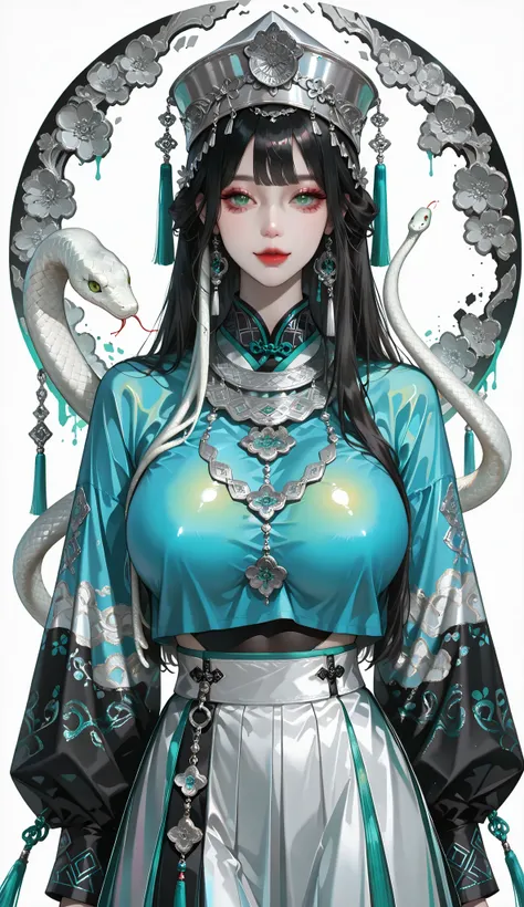 masterpiece, best quality, vibrant, very aesthetic, high contrast, (photorealistic), newest, koreanai, best_quality, finely_detailed_eyes_and_detailed_face, (1 woman), beautiful, pretty, , green_eyes, (huge_breasts:1.3),  (skinny),(tall), BREAK, miaofashio...