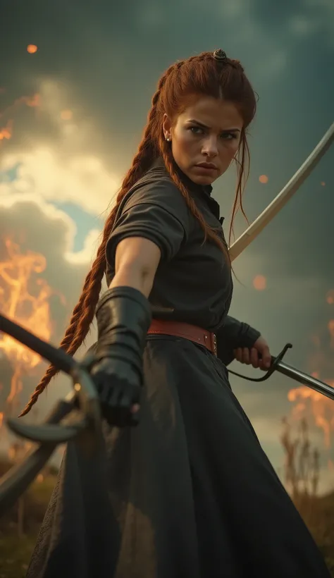 (((Perfect Body, mains parfaites, Perfect feet))), Action Movie Style, Very intense action scene, (Masterpiece), (best quality), (high level details), very beautiful, illustration, realistic illustration, Perfect Composition, Intricate Details, (Distorted ...