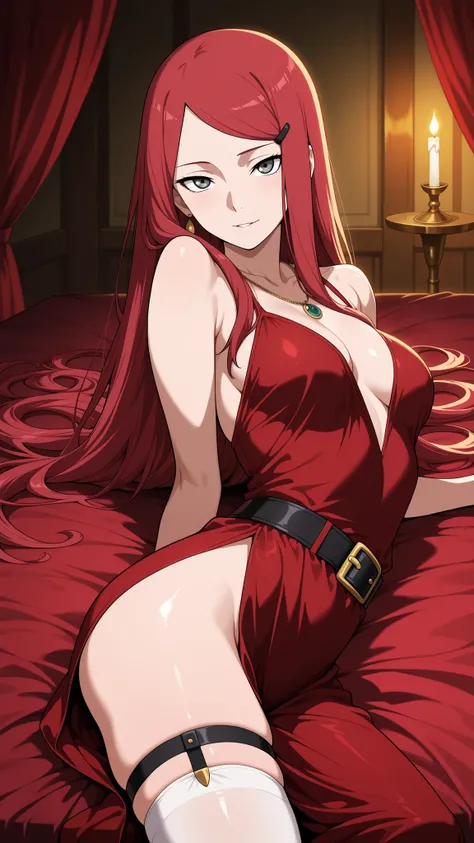 BREAK (masterpiece:1.2), Luxurious erotic room, deep red and crimson velvet curtains, dim candlelight glowing softly, large bed with silk sheets and canopy, golden mirrors reflecting sensual atmosphere, soft shadows, romantic decadent vibe, cinematic compo...