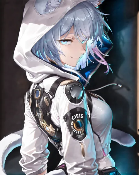 (lucy \(cyberpunk\):0.44), Cipher \(honkai_star_rail\), partially covered in shadow,(looking at viewer, side shot:1.22), dynamic shot, dynamic pose, warrior, (medium shot, three quarter shot:1.3), (1girl:0.35), solo, masterpiece, best quality, amazing qual...