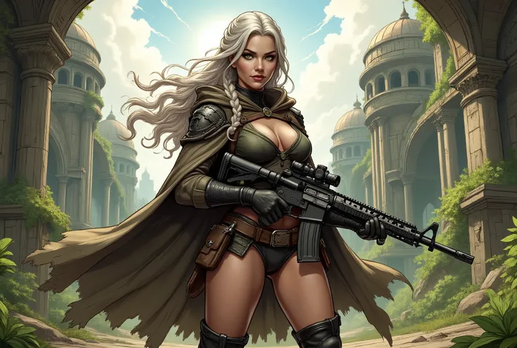 full frame, frontal, Masterpiece, 8K, ultra-realistic resolution, excellent details, soft lighting, SLR lighting, Fujifilm XT3 SLR camera, film size, sharp focus, perfect lighting, dark fantasy art, comic book cover, a woman Lenna. Lenna is a beautiful wom...