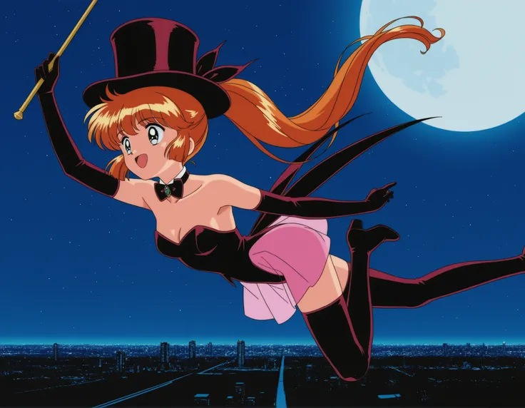 score_9, score_8_up, score_7_up,anime coloring,masterpiece, Highest Quality, Source_anime,OFFICIAL ART,perfect_ Anatomy ,1990s_\(style\),Retro_Art Style,BREAK,nsfw,magician,Saint Tale,1girl,solo,18 years old,long hair,orange hair,ponytail,BREAK,shoulder ou...
