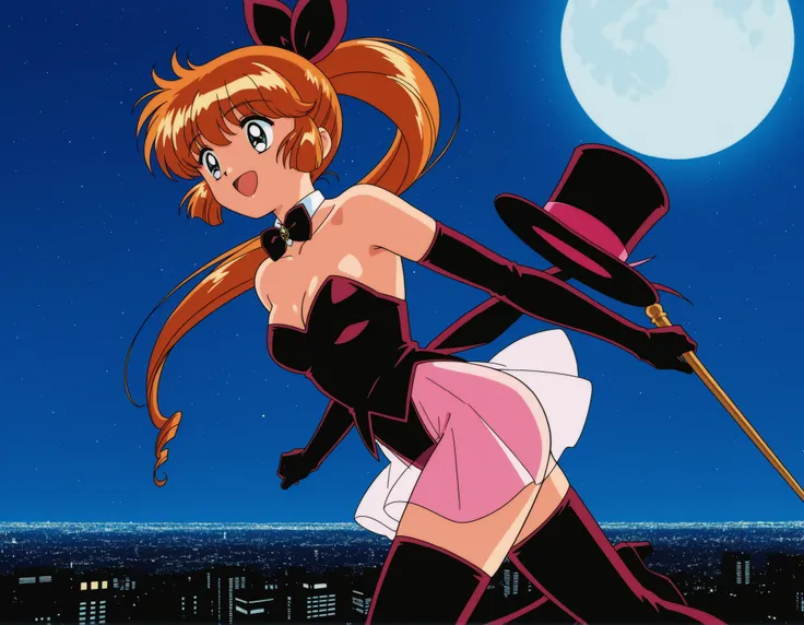 score_9, score_8_up, score_7_up,anime coloring,masterpiece, Highest Quality, Source_anime,OFFICIAL ART,perfect_ Anatomy ,1990s_\(style\),Retro_Art Style,BREAK,nsfw,magician,Saint Tale,1girl,solo,18 years old,long hair,orange hair,ponytail,BREAK,shoulder ou...