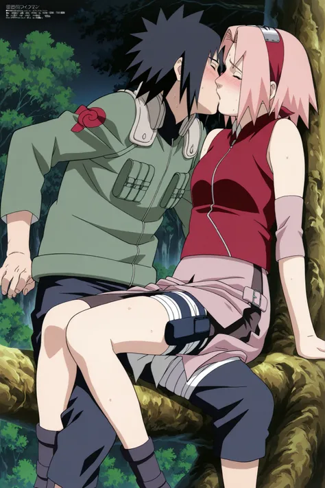 Sakura Haruno sitting on naruto ,abdomen,sexy , red shir,full body , supine ,pink skirt , masterpiece,best quality,amazing quality,professional quality ,very aesthetic ,newest,scenery, ultra detailed ,highly detailed ,intricate , absurdres , high resolutio...