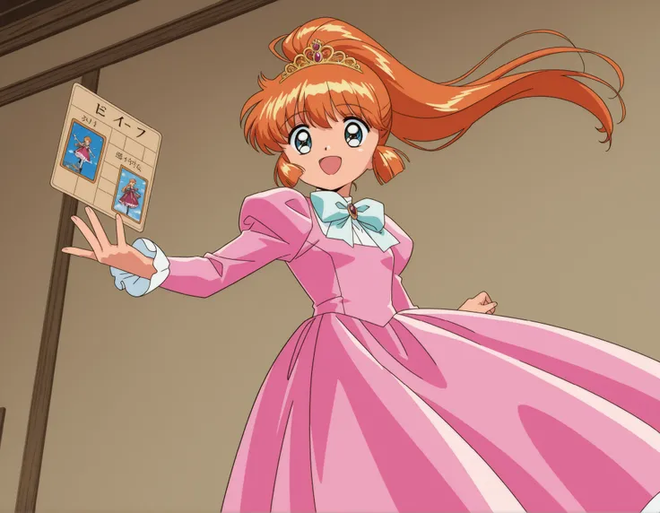 score_9, score_8_up, score_7_up,anime coloring,masterpiece, Highest Quality, Source_anime,OFFICIAL ART,perfect_ Anatomy ,1990s_\(style\),Retro_Art Style,BREAK,nsfw,magician,Saint Tale,1girl,solo,12 years old,long hair,orange hair,ponytail,BREAK,BREAK,(look...