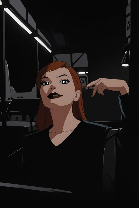 1980s (style), retro artstyle, source_cartoon, score_9, score_8_up, score_7_up, score_6_up, ((zPDXL2)), (cartoon, highly detailed, masterpiece, absurd resolution, perfect anatomy), cowboy shot BREAK barbara gordon, 1girl, black eyes, no pupil, no sclera so...