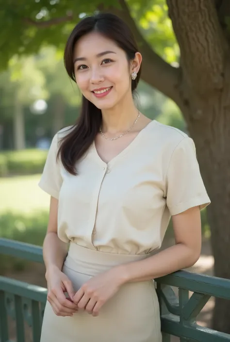 (masterpiece, photorealistic, natural shading:1.4)
(A very beautiful 30-year-old Japanese woman),
(A long, mature, and beautiful face:1.2),
(A gentle smile with slightly droopy eyes),
(Slender figure with a slim waist :1.3),
(Medium-length, straight brunet...