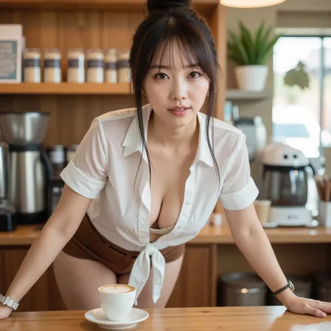Stable_Yogi_pdxl_Positives、the face and slim slender body of a top Japanese idol, She's a cafe clerk and barista, BREAK,
(greatest masterpiece, Highest Quality), 1girl, ultra clear focus, Short Skirt, Wear a white sheer shirt to see through your innerwear,...